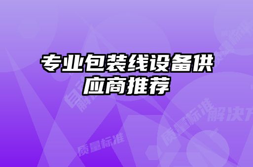 專業(yè)包裝線設備供應商推薦