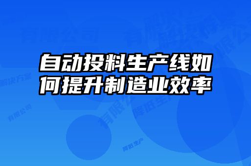 自動(dòng)投料生產(chǎn)線如何提升制造業(yè)效率
