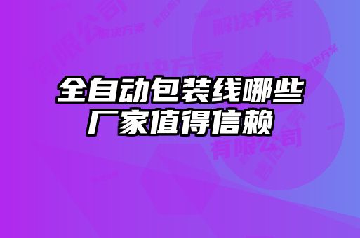 全自動包裝線哪些廠家值得信賴