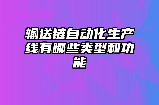 輸送鏈自動(dòng)化生產(chǎn)線有哪些類(lèi)型和功能