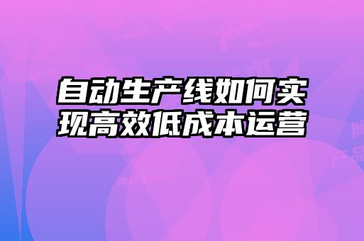 自動生產(chǎn)線如何實(shí)現(xiàn)高效低成本運(yùn)營