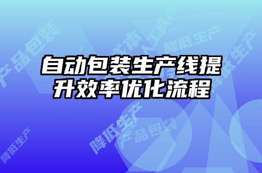 自動包裝生產(chǎn)線提升效率優(yōu)化流程