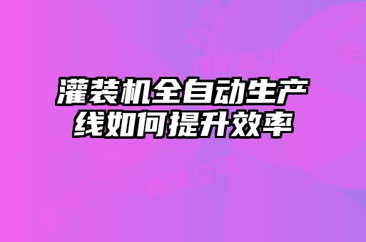 灌裝機全自動生產(chǎn)線如何提升效率