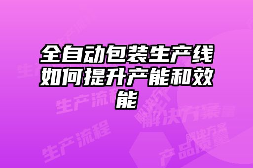全自動包裝生產(chǎn)線如何提升產(chǎn)能和效能