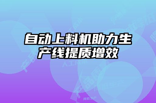 自動(dòng)上料機(jī)助力生產(chǎn)線提質(zhì)增效