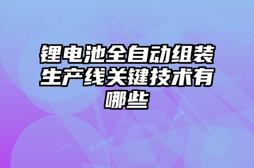 鋰電池全自動組裝生產(chǎn)線關(guān)鍵技術(shù)有哪些