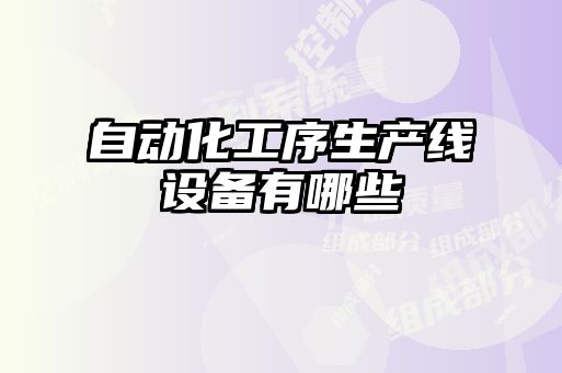 自動(dòng)化工序生產(chǎn)線(xiàn)設(shè)備有哪些