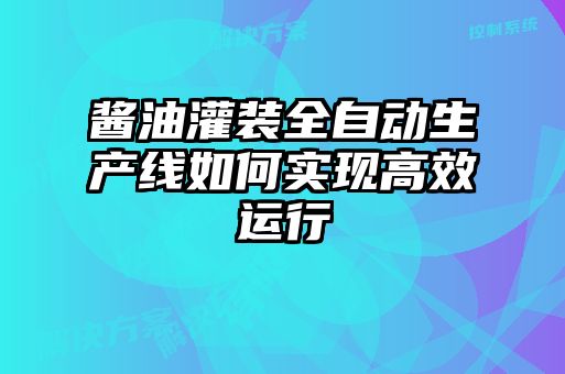 醬油灌裝全自動生產(chǎn)線如何實現(xiàn)高效運(yùn)行