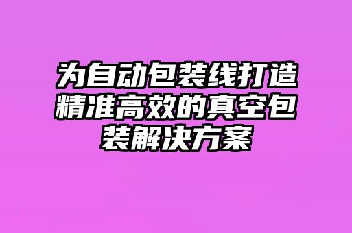 為自動包裝線打造精準高效的真空包裝解決方案
