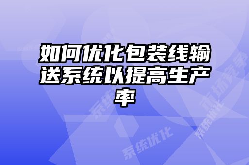如何優(yōu)化包裝線輸送系統(tǒng)以提高生產(chǎn)率