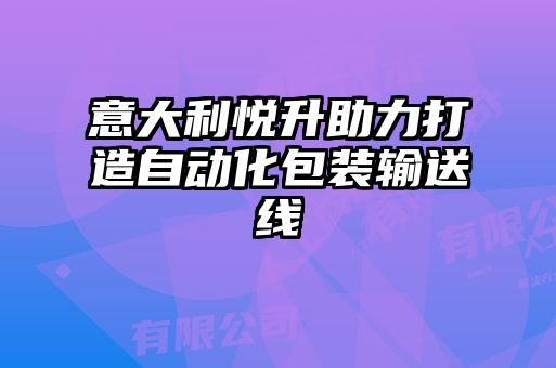 意大利悅升助力打造自動化包裝輸送線
